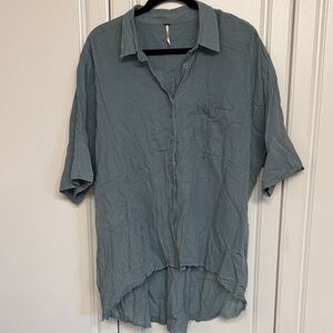 Free People Casual Sage Button Down Shirt